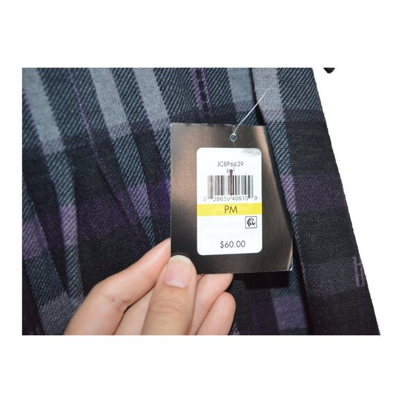 NWT JH Purple Gray Plaid Cowl Neck Sweater Dress Size Petite Medium - Picture 5 of 6